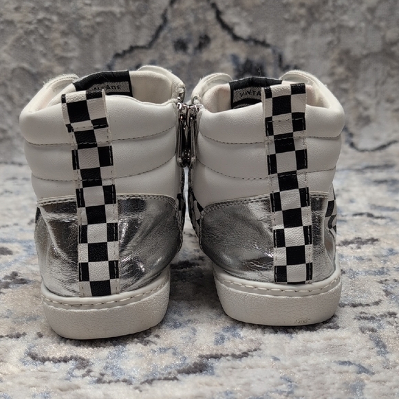 Vintage Havana Checkerboard High-Top Sneakers with Metallic Star • Size 10 - Picture 5 of 8